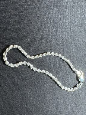 7.75 Italy 925 Sterling Silver Rope Chain Bracelet